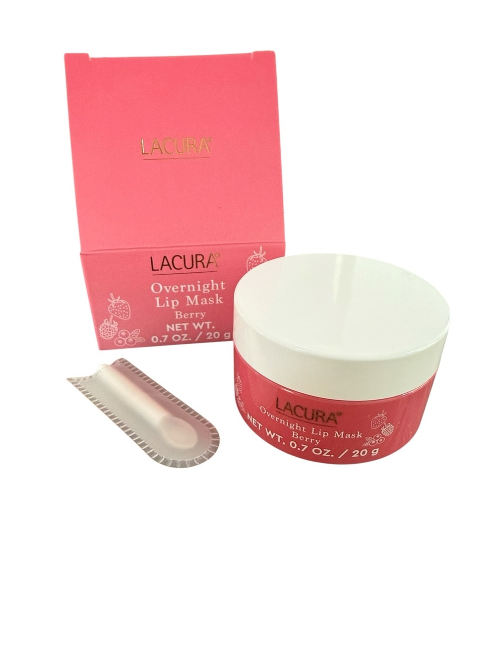 Lacura Overnight Lip Mask Berry 0.7 Oz 20g Moisturizing Lip Care.